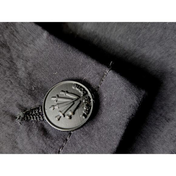 ANTHROPOLOGIE Rag & Bone Womens 6 Blazer Jacket Nylon -Leather Trim Button Black - Picture 10 of 11